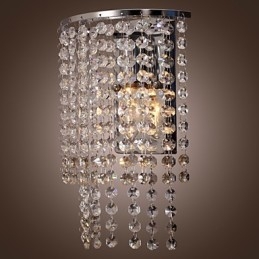 Applique da parete a filo in cristallo trasparente, argento, 1 luce