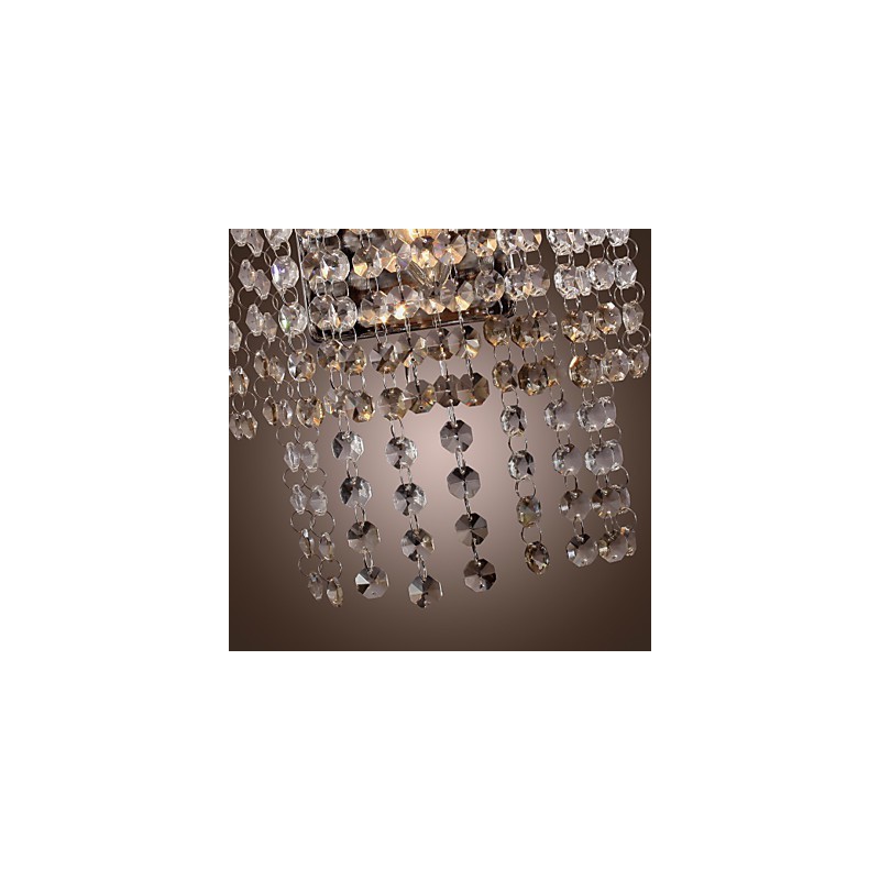 Applique da parete a filo in cristallo trasparente, argento, 1 luce
