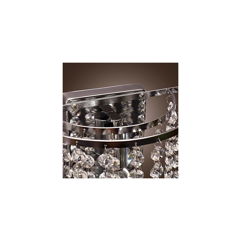 Applique da parete a filo in cristallo trasparente, argento, 1 luce