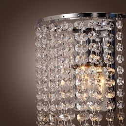 Applique da parete a filo in cristallo trasparente, argento, 1 luce