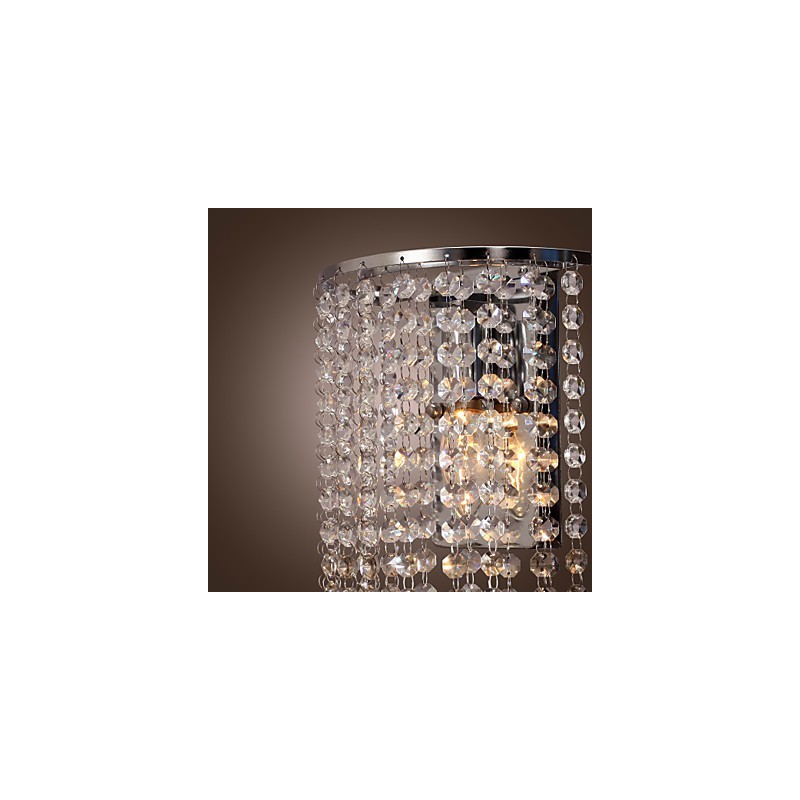 Applique da parete a filo in cristallo trasparente, argento, 1 luce
