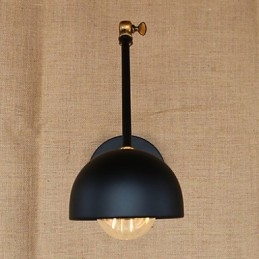 Applique da parete industriale retrò nera con braccio oscillante, E26/E27, lampadina inclusa