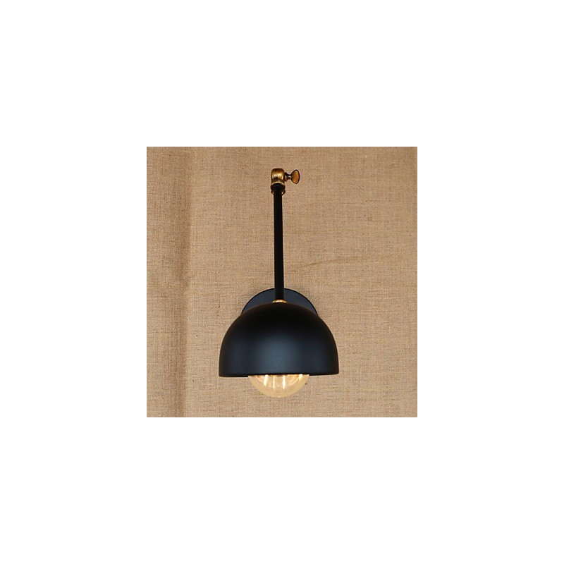Applique da parete industriale retrò nera con braccio oscillante, E26/E27, lampadina inclusa