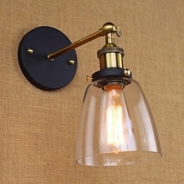 Applique da parete rustica industriale decorativa oro, vetro trasparente, 24,5 cm