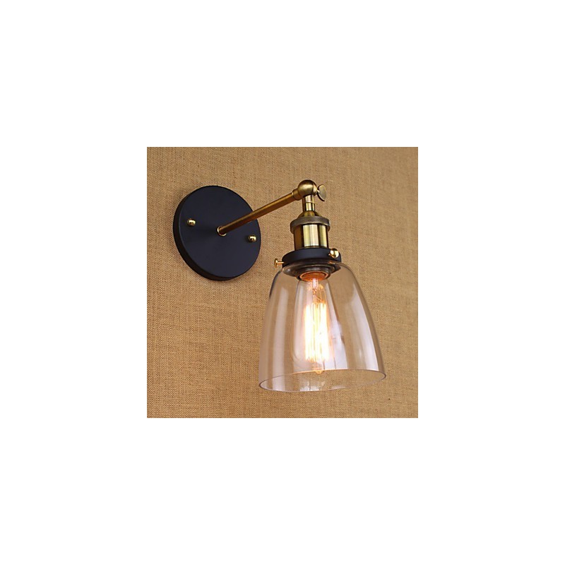 Applique da parete rustica industriale decorativa oro, vetro trasparente, 24,5 cm