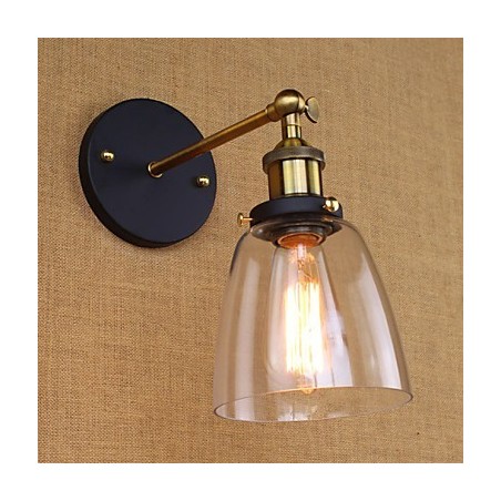 Applique da parete rustica industriale decorativa oro, vetro trasparente, 24,5 cm
