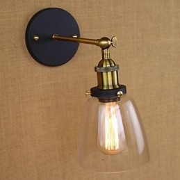 Applique da parete rustica industriale decorativa oro, vetro trasparente, 24,5 cm