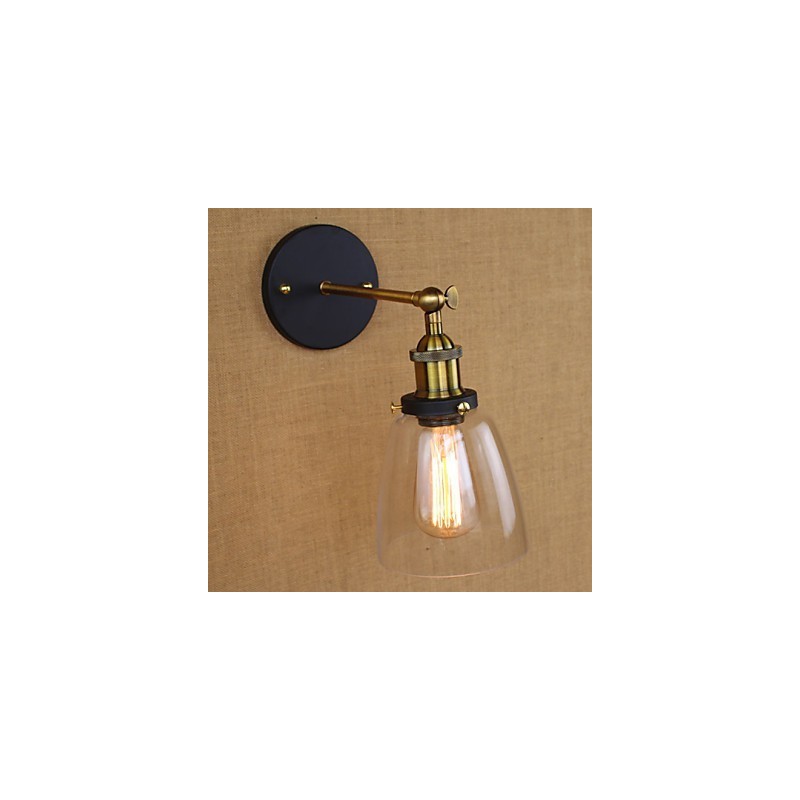 Applique da parete rustica industriale decorativa oro, vetro trasparente, 24,5 cm