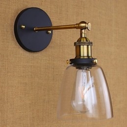 Applique da parete rustica industriale decorativa oro, vetro trasparente, 24,5 cm