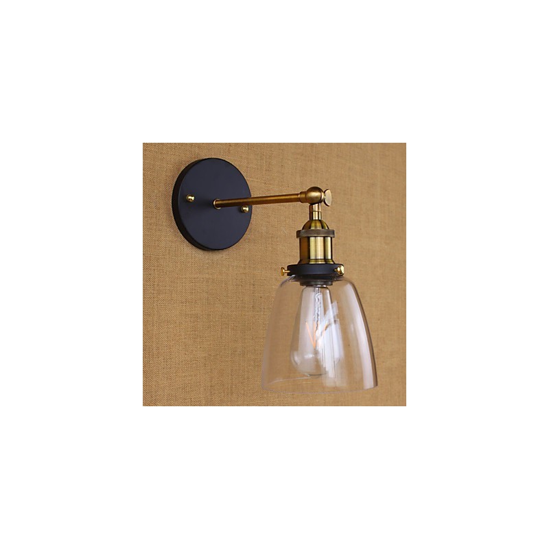 Applique da parete rustica industriale decorativa oro, vetro trasparente, 24,5 cm