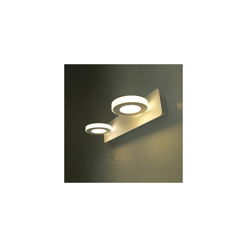 Applique da bagno moderna contemporanea in metallo e vetro bianco LED integrato 8W