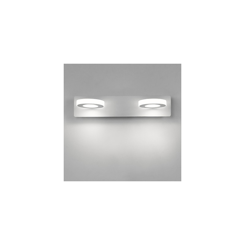 Applique da bagno moderna contemporanea in metallo e vetro bianco LED integrato 8W