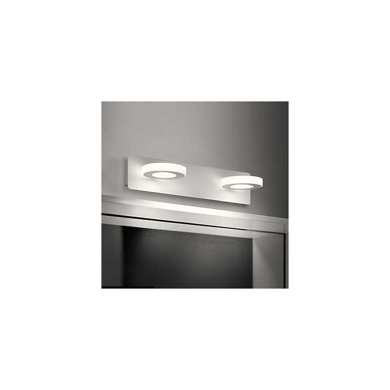 Applique da bagno moderna contemporanea in metallo e vetro bianco LED integrato 8W