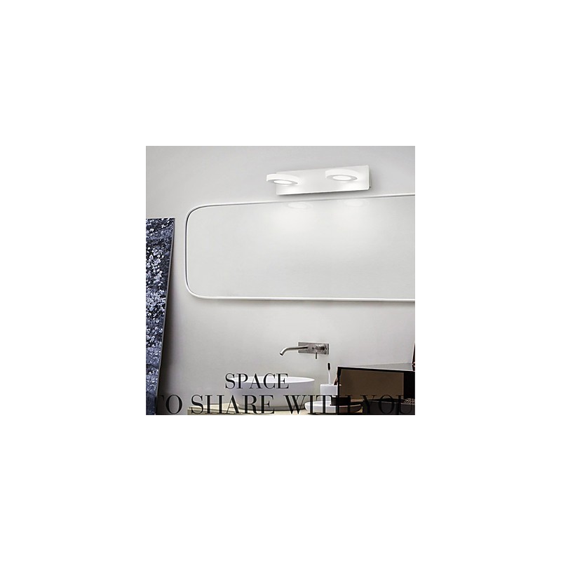 Applique da bagno moderna contemporanea in metallo e vetro bianco LED integrato 8W