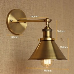 Applique da parete rustica/lodge oro con lampadina inclusa