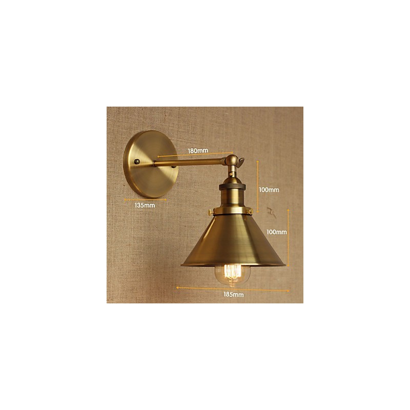 Applique da parete rustica/lodge oro con lampadina inclusa