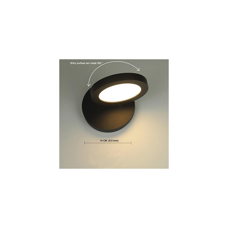 Applique da parete moderna in metallo con LED integrato 6 W, diffusore acrilico bianco, 14 cm