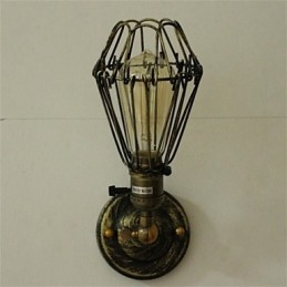 Applique da parete retrò a gabbia americana in metallo bronzo, 29 cm, E26/E27