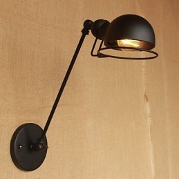Applique da parete moderna country retrò francese a braccio oscillante nero