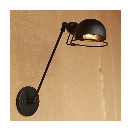 Applique da parete moderna country retrò francese a braccio oscillante nero