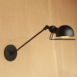 Applique da parete moderna country retrò francese a braccio oscillante nero