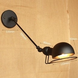 Applique da parete moderna country retrò francese a braccio oscillante nero