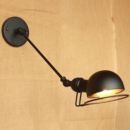 Applique da parete moderna country retrò francese a braccio oscillante nero