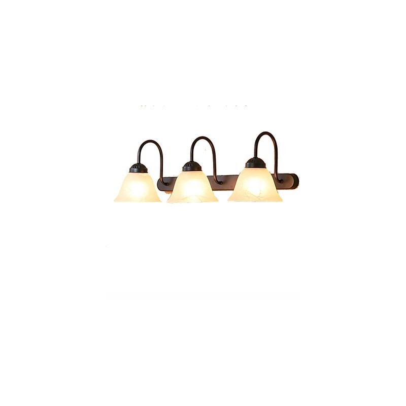Lampada da bagno Mini Style Rustic Lodge in metallo e vetro bianco 3 luci E26/E27 57 cm
