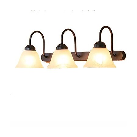 Lampada da bagno Mini Style Rustic Lodge in metallo e vetro bianco 3 luci E26/E27 57 cm