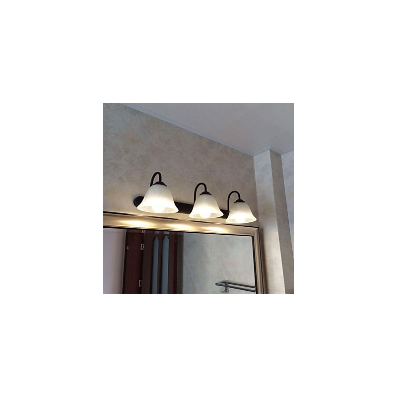Lampada da bagno Mini Style Rustic Lodge in metallo e vetro bianco 3 luci E26/E27 57 cm