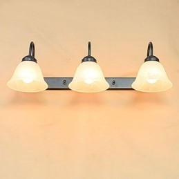 Lampada da bagno Mini Style Rustic Lodge in metallo e vetro bianco 3 luci E26/E27 57 cm