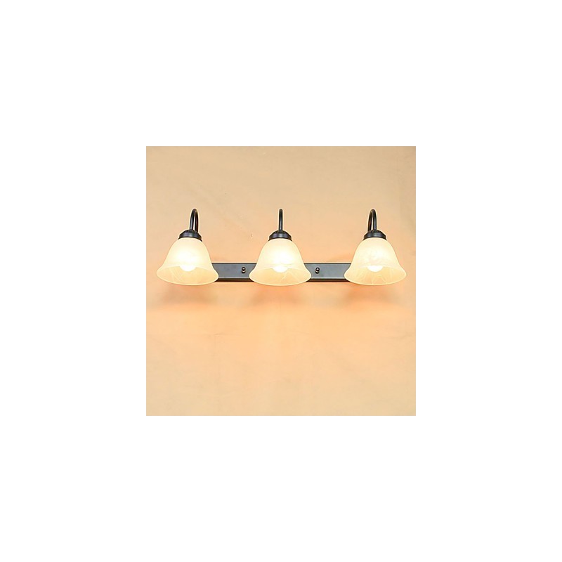 Lampada da bagno Mini Style Rustic Lodge in metallo e vetro bianco 3 luci E26/E27 57 cm