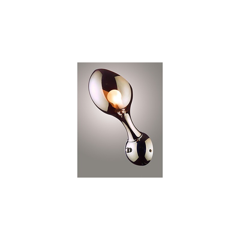 Applique da parete moderna in vetro e cromo, 26 cm, luce bianco caldo