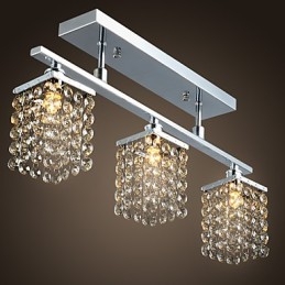Lampadario lineare a filo in cristallo 3 luci cromo