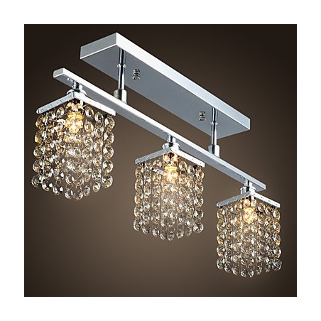 Lampadario lineare a filo in cristallo 3 luci cromo
