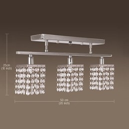Lampadario lineare a filo in cristallo 3 luci cromo