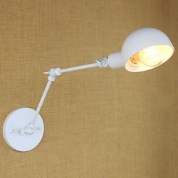 Applique da parete moderna in ferro battuto a doppio braccio lungo bianca