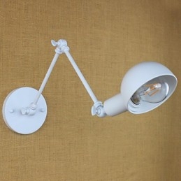 Applique da parete moderna in ferro battuto a doppio braccio lungo bianca