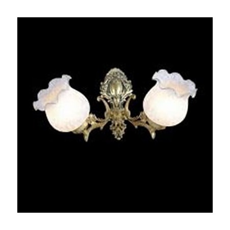 Applique da parete classica in metallo bronzo con vetro bianco 2 lampadine E26/E27