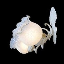 Applique da parete classica in metallo e vetro bianco, 2 luci, E26/E27