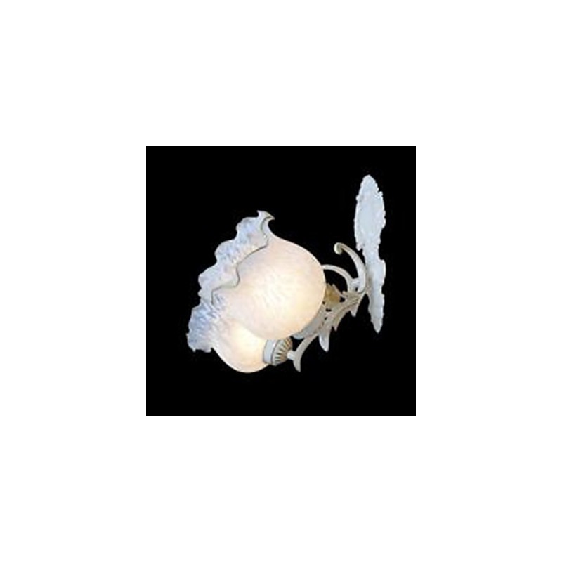 Applique da parete classica in metallo e vetro bianco, 2 luci, E26/E27