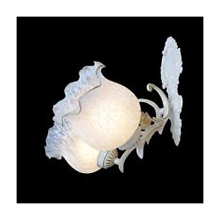 Applique da parete classica in metallo e vetro bianco, 2 luci, E26/E27