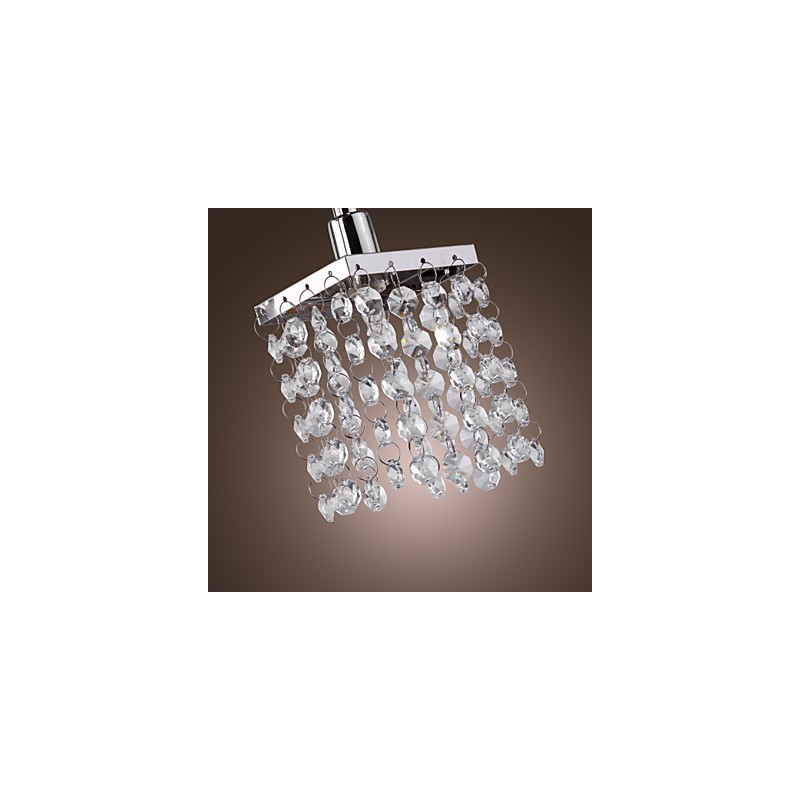 Lampadario lineare a filo in cristallo 3 luci cromo