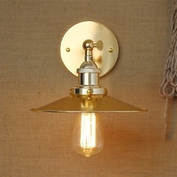 Applique da parete rustica/lodge oro con paralume e decorazioni in metallo, lampadina E26/E27