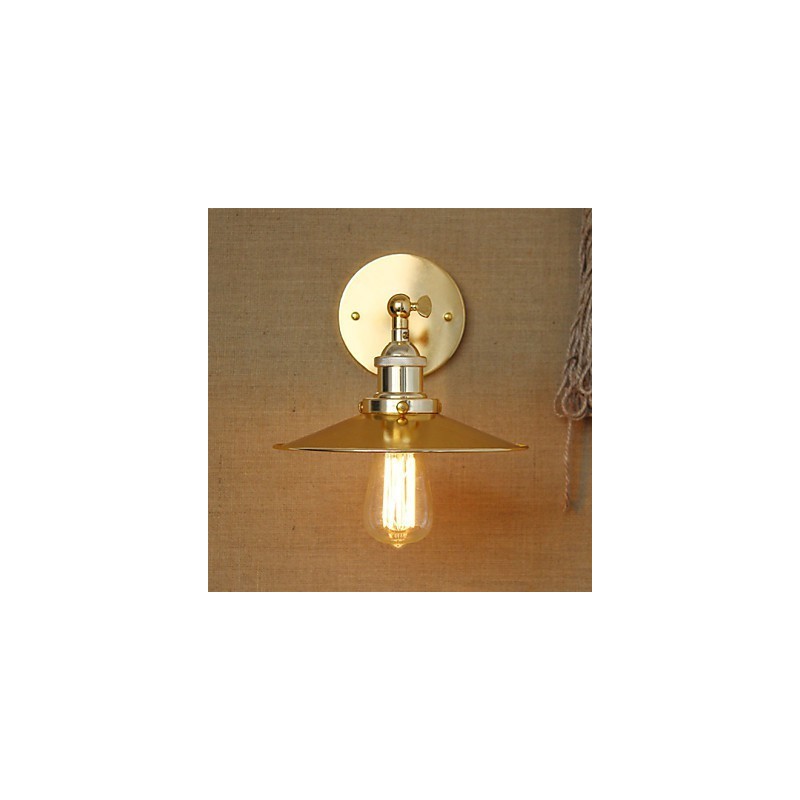Applique da parete rustica/lodge oro con paralume e decorazioni in metallo, lampadina E26/E27