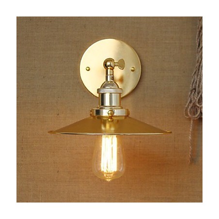 Applique da parete rustica/lodge oro con paralume e decorazioni in metallo, lampadina E26/E27