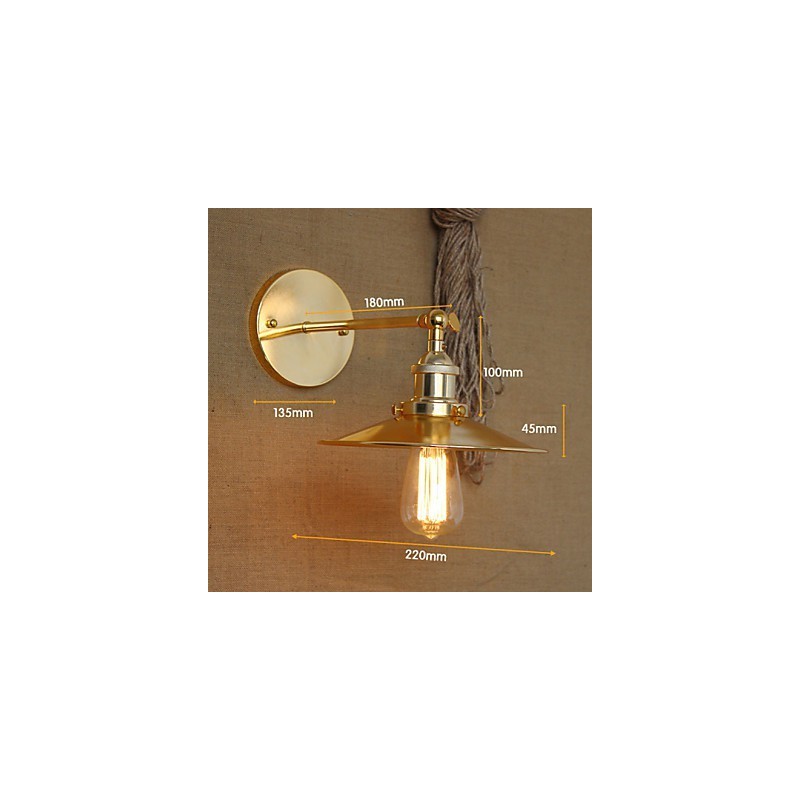 Applique da parete rustica/lodge oro con paralume e decorazioni in metallo, lampadina E26/E27