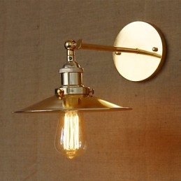 Applique da parete rustica/lodge oro con paralume e decorazioni in metallo, lampadina E26/E27