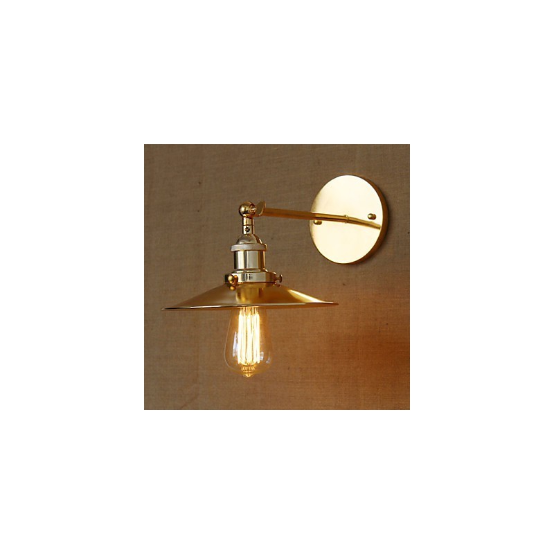 Applique da parete rustica/lodge oro con paralume e decorazioni in metallo, lampadina E26/E27