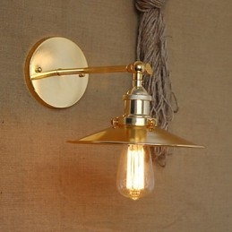 Applique da parete rustica/lodge oro con paralume e decorazioni in metallo, lampadina E26/E27